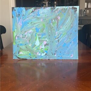 Dynamic Blue and Green Abstract Painting